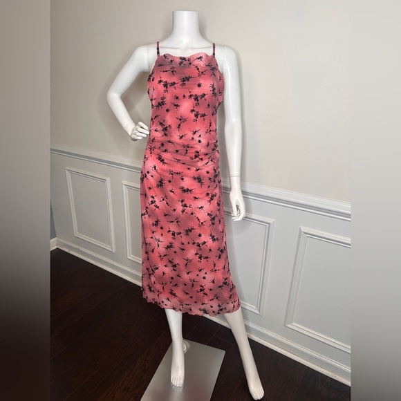 Women’s Flocked Mesh Midi Slip Dress Wild Fable Pink/Black, M - Picture 6 of 13
